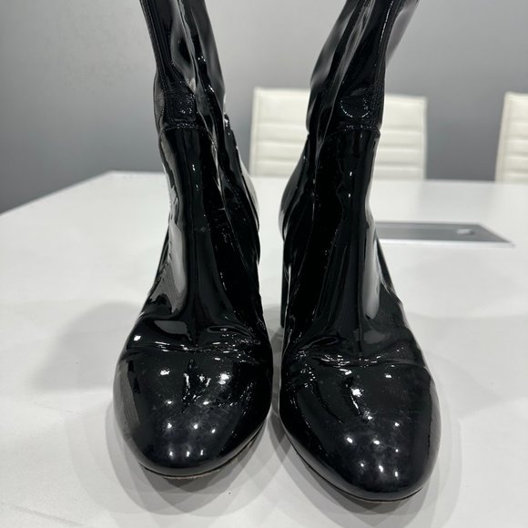 Louis Vuitton Boots Women Size 39 Black Patent Silhouette Ankle Booties Zip - Picture 4 of 16